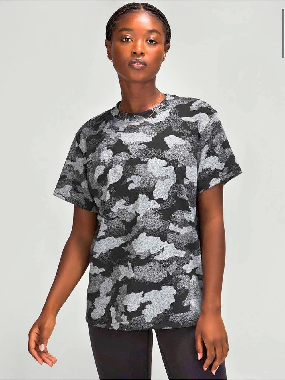 Lululemon All Yours Short Sleeve Training Tee Heritage Speckle Camo Black Grey S
